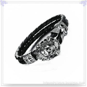 Stainless Steel Bracelet Fashion Jewelry Leather Bracelet (HR6064)